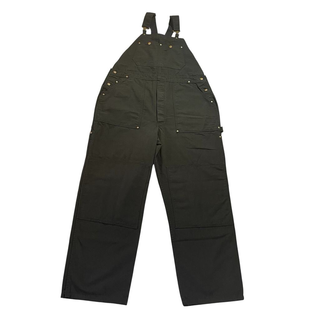 Dakota Bib‎ Overalls Mens XL Black Cotton Canvas Carpenter Double Knee Wide Leg